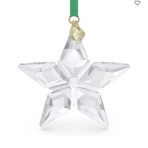 Swarovski Crystal Star Ornament with Gold and Green Accents